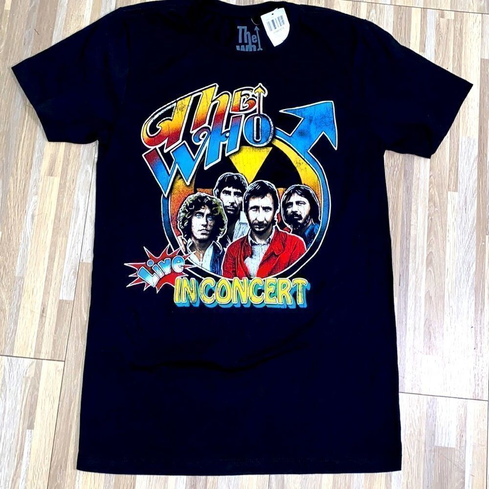 The Who live in concert band t shirt black men’s size small unisex black t shirt
